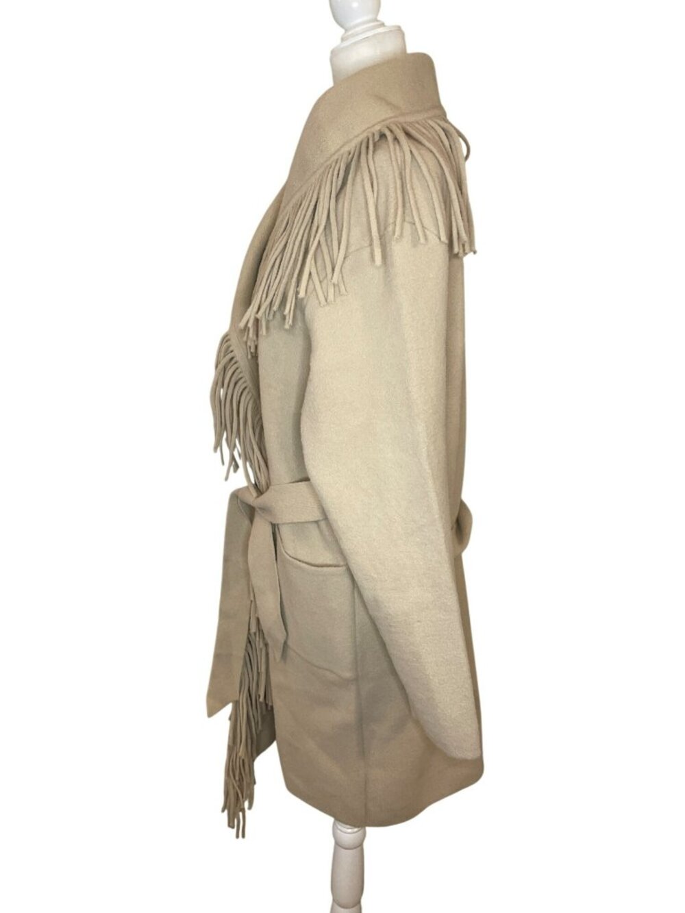 NVLT Camel Clair Light Camel Fringe Belted Coatigan Women's L/G $160 NWT - Picture 5 of 8